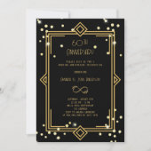 Art Deco Gatsby black 60th wedding anniversary Kaart (Voorkant)