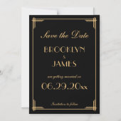 Art Deco Gatsby Black Bewaar de datum Magnetische Uitnodiging (Voorkant)