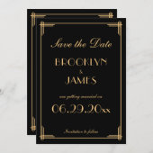 Art Deco Gatsby Black Bewaar de datumkaarten Kaart (Voorkant / Achterkant)