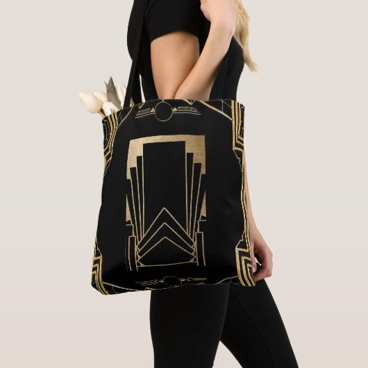 Art Deco Gatsby Black & Gold Design Draagtas (Dichtbij)
