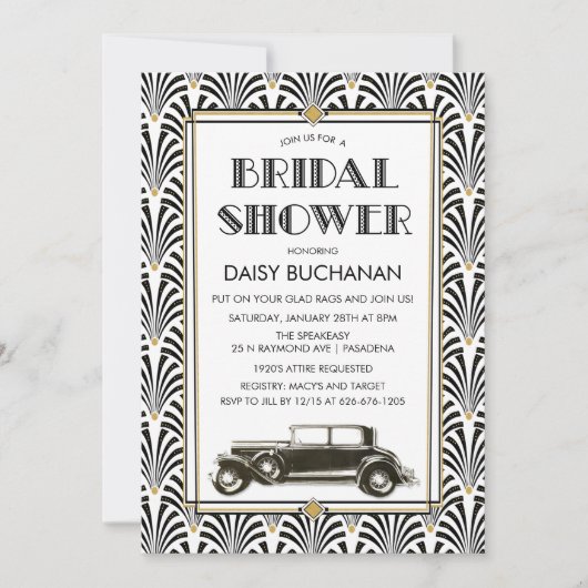 Art Deco Gatsby Bridal Shower Kaart (Voorkant)
