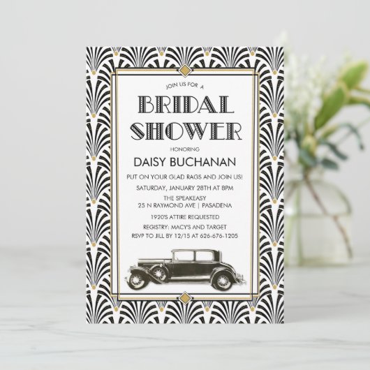 Art Deco Gatsby Bridal Shower Kaart (Staand voorkant)