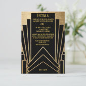 Art Deco Gatsby Bruiloft  Informatiekaartje (Staand voorkant)