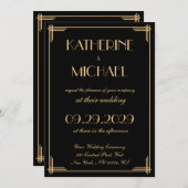 Art Deco Gatsby Elegante Trouwuitnodigingen Kaart (Voorkant / Achterkant)