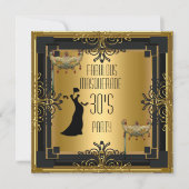 ART DECO Gatsby Fabulous Masquerade 30 Partij Kaart (Voorkant)