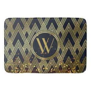 Art Deco Gatsby Glamor Geometric Pattern Monogram Badmat