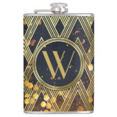 Art Deco Gatsby Glamor Geometric Pattern Monogram Heupfles (Voorkant)