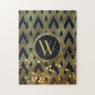 Art Deco Gatsby Glamor Geometric Pattern Monogram Legpuzzel
