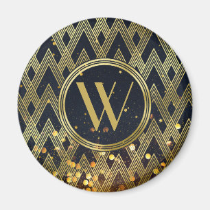 Art Deco Gatsby Glamor Geometric Pattern Monogram Magneet