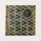 Art Deco Gatsby Glamor Geometric Pattern Monogram Wandkleed (Voorkant (horizontaal))