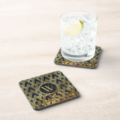 Art Deco Gatsby Glitter Geometric Pattern Monogram Drankjes Onderzetter (Rechterzijde)