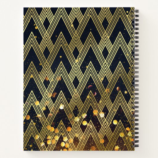 Art Deco Gatsby Glitter Geometric Pattern Monogram Notitieboek (Achterkant)