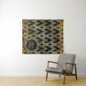 Art Deco Gatsby Glitter Geometric Pattern Monogram Wandkleed (In Situ (horizontaal))