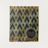 Art Deco Gatsby Glitter Geometric Pattern Monogram Wandkleed (Voorkant)