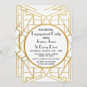 Art Deco Gatsby gouden verlovingsuitnodiging uit d Kaart (Voorkant / Achterkant)