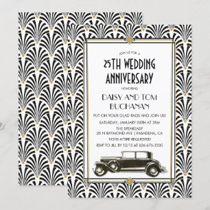 Art Deco Gatsby Huwelijks Jubileum Uitnodiging