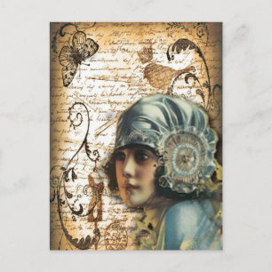 Art Deco Gatsby Meisje Paris fashionista Briefkaart