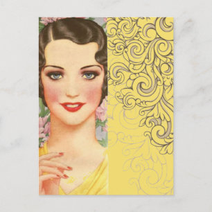 Art Deco Gatsby Meisje Paris fashionista Briefkaart