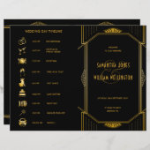 Art Deco Gatsby Modern Folded Wedding Chronologie (Voorkant / Achterkant)