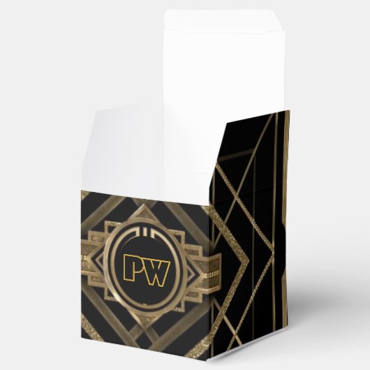 Art Deco Gatsby Monogram Design Favor Boxes Bedankdoosjes (Geopend)