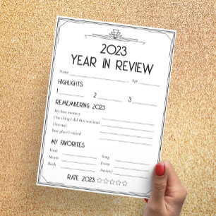 Art Deco Gatsby Nieuwjaar Feestjaar in Review Kaar