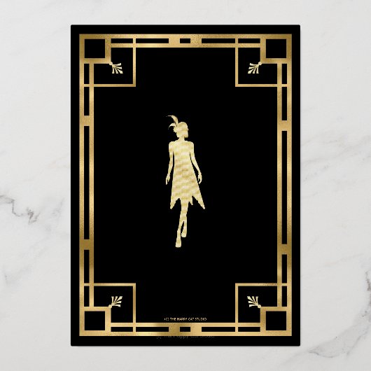 Art Deco Gatsby Roaring 20s 30th Birthday Real Folie Uitnodiging (Achterkant)