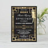 Art Deco Gatsby Roaring 20s Moord Mysterie Feest Kaart (Staand voorkant)