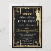 Art Deco Gatsby Roaring 20s Moord Mystery Feest Kaart (Voorkant)