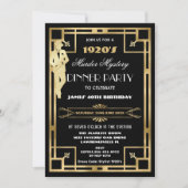 Art Deco Gatsby Roaring 20s Moordmysterie Feest Kaart (Voorkant)