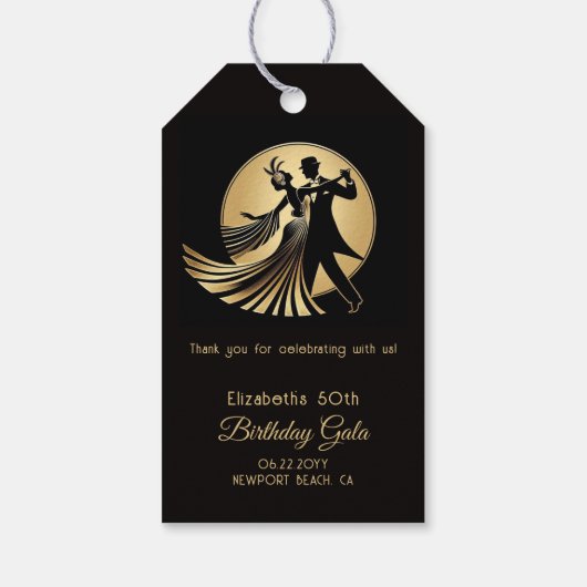 Art Deco Gatsby Roaring 20s Prohibition Custom Cadeaulabel (Achterkant)