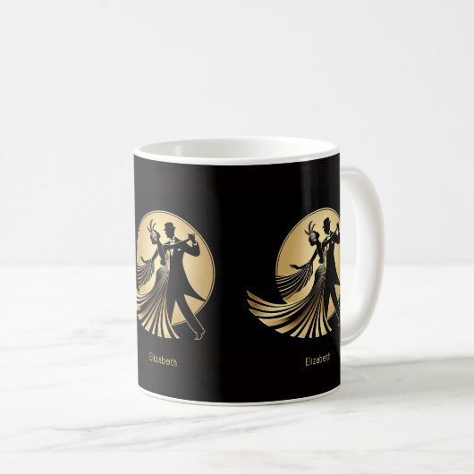 Art Deco Gatsby Roaring 20s Prohibition Gift Name Koffiemok (Voorkant rechts)
