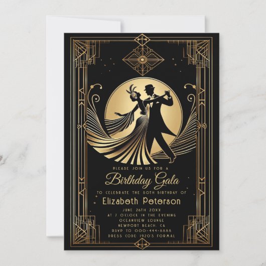 Art Deco Gatsby Roaring 20s Verbod Verjaardag Kaart (Voorkant)