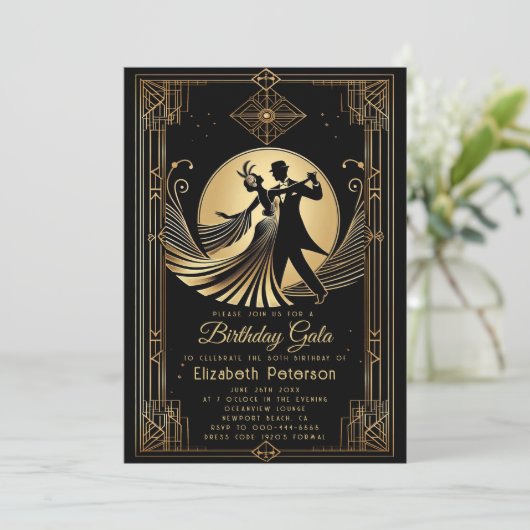 Art Deco Gatsby Roaring 20s Verbod Verjaardag Kaart (Staand voorkant)