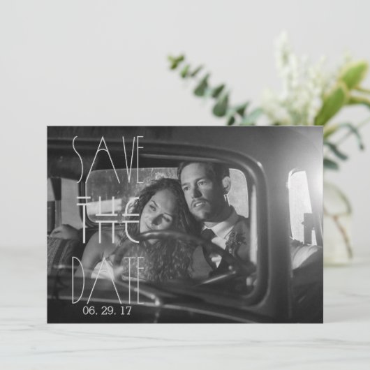 Art Deco Gatsby Save the Date | 5x7 uitnodigingska Kaart (Staand voorkant)