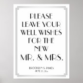 Art Deco Gatsby Silver Guestbook Sign 18x24 Poster (Voorkant)