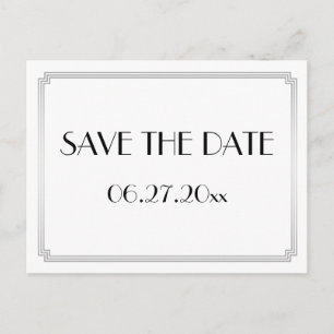 Art Deco Gatsby Silver Save the Date Briefkaart