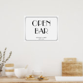 Art Deco Gatsby Silver Wedding Open Bar 24x18 Poster (Keuken)