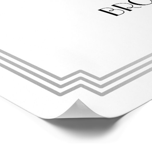 Art Deco Gatsby Silver Wedding Reception Sign Poster (Hoek)