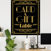 Art Deco Gatsby stijl Cadeau en kaart Tafel bruilo Poster (Thuiskantoor)