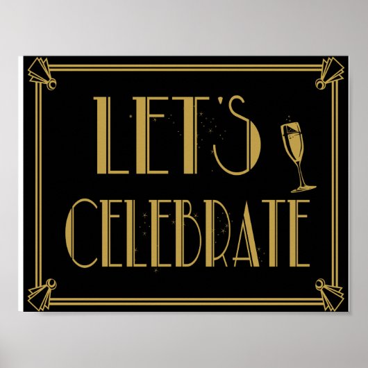 Art Déco Gatsby style Lets Celebration party print (Devant)
