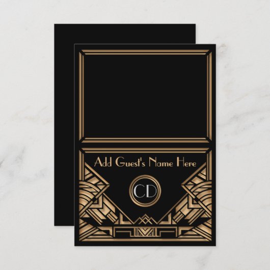 Art Déco Gatsby Style Mariage Escort Place Cartes (Devant / Derrière)