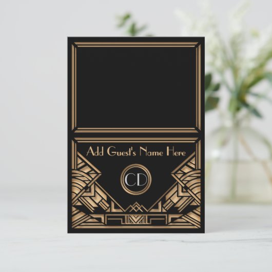 Art Deco Gatsby Style Weddenschap Snel Place Kaart (Staand voorkant)
