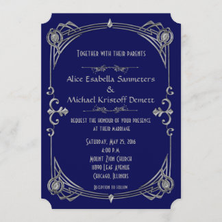 Art Deco Gatsby Style Wedding Invitation Kari 1 Kaart
