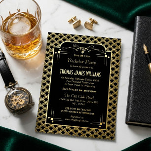 Art Deco Gatsby vrijgezellenfeest uit de jaren 20 Folie Uitnodiging