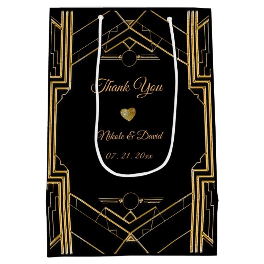 Art Deco Gatsby Wedding Bedankt Medium Cadeauzakje (Achterkant)