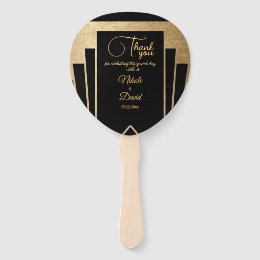 Art Deco Gatsby Wedding Handwaaier (Voorkant)