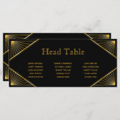 Art Deco Gatsby Wedding Head Table Seating Card Programma (Voorkant / Achterkant)