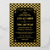 Art Deco Gatsby Wedding Real uit 1920 Folie Uitnodiging (Voorkant)