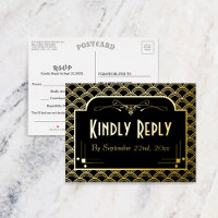 Art Deco Gatsby Wedding RSVP Real uit 1920