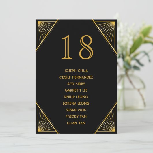 Art Deco Gatsby Wedding Seating Chart Programma (Staand voorkant)